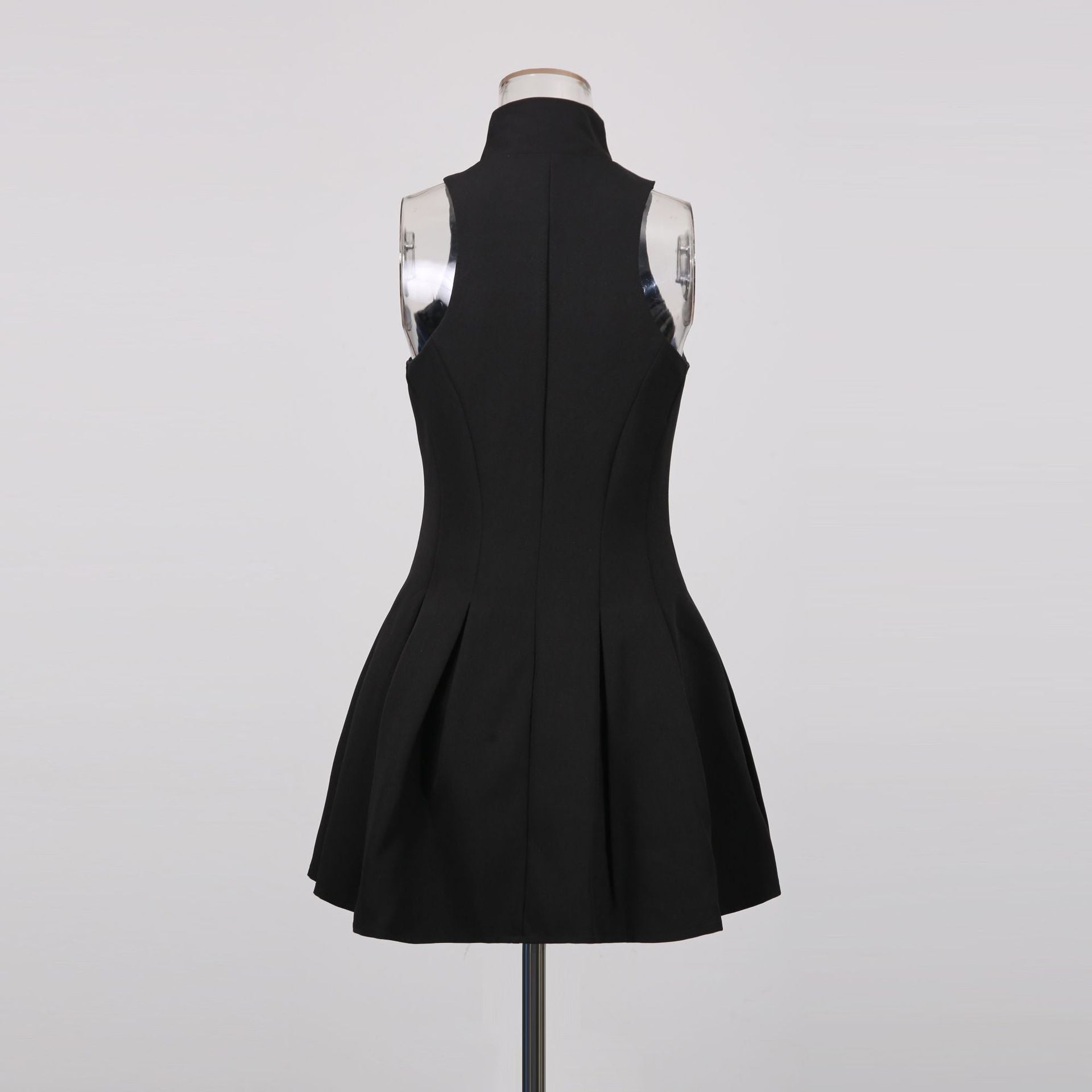 CAROL BLACK HALTER DRESS - GRAIN DE POUDRE WOOL COCKTAIL