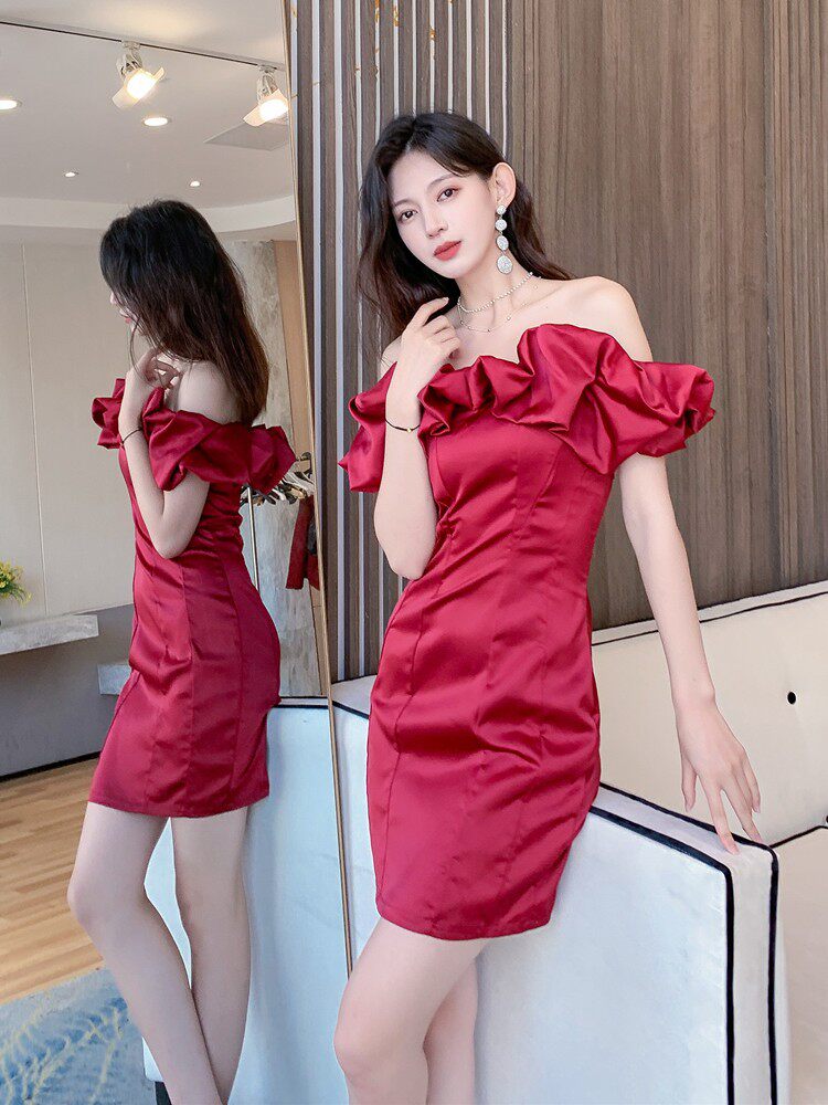 WHITE DOLORES RUFFLED STRAPLESS OFF-SHOULDER MINI DRESS
