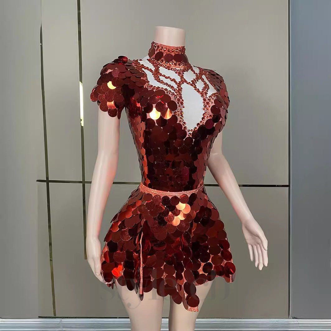 HELENE BURGUNDY SEQUIN DIAMANTE PARTY SET