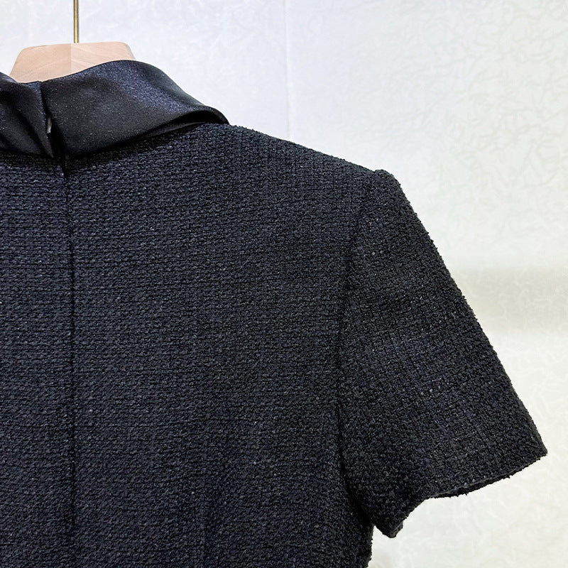 TABITHA BOUCLE TWEED MINI DRESS IN BLACK