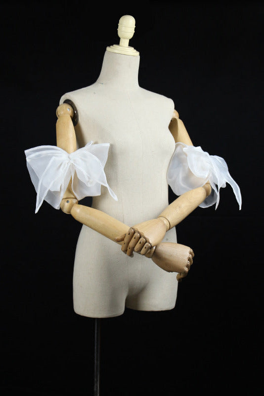 ORGANZA BOW CUFFS, DETACHABLE SHORT SLEEVE, FORMAL
