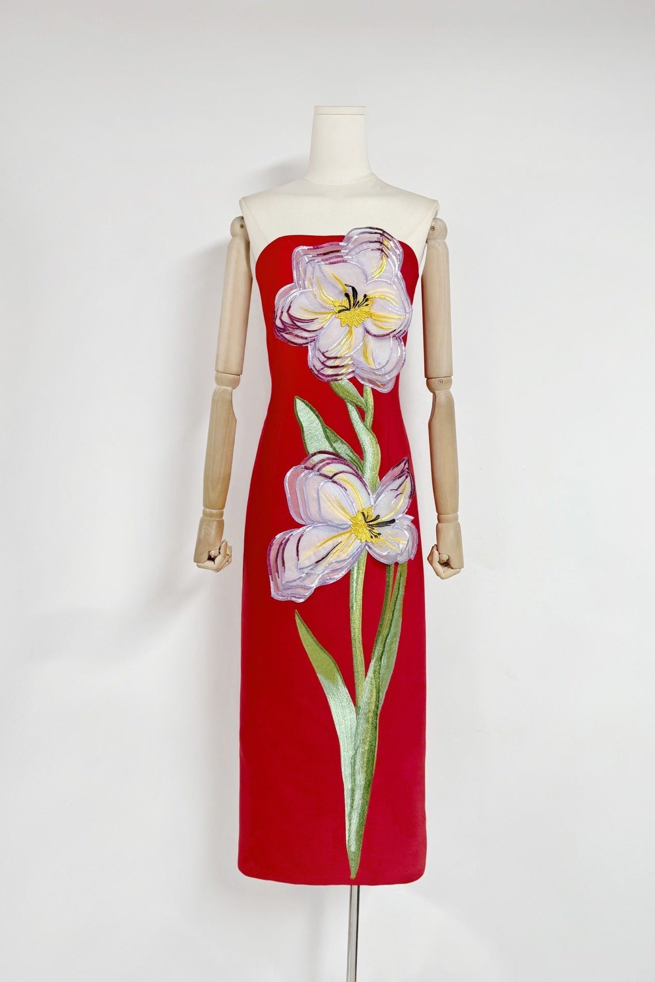 SUZANNE RED FLORAL BUSTIER MAXI DRESS, BOHO WEDDING