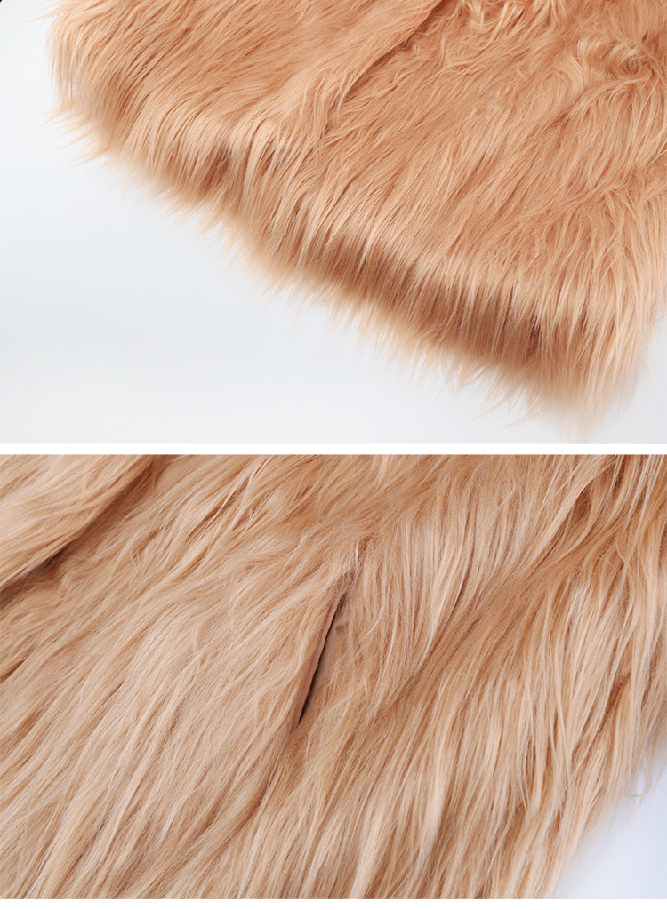 LUXE NUDE PINK FAUX FUR COAT FOR PARTY