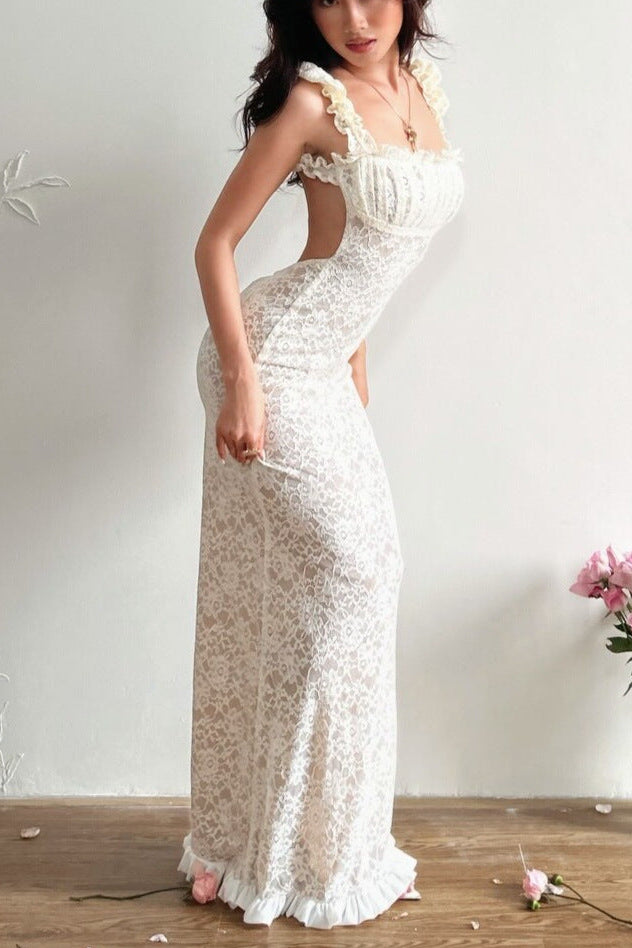 GEORGIA WHITE LACE BODYCON MAXI DRESS