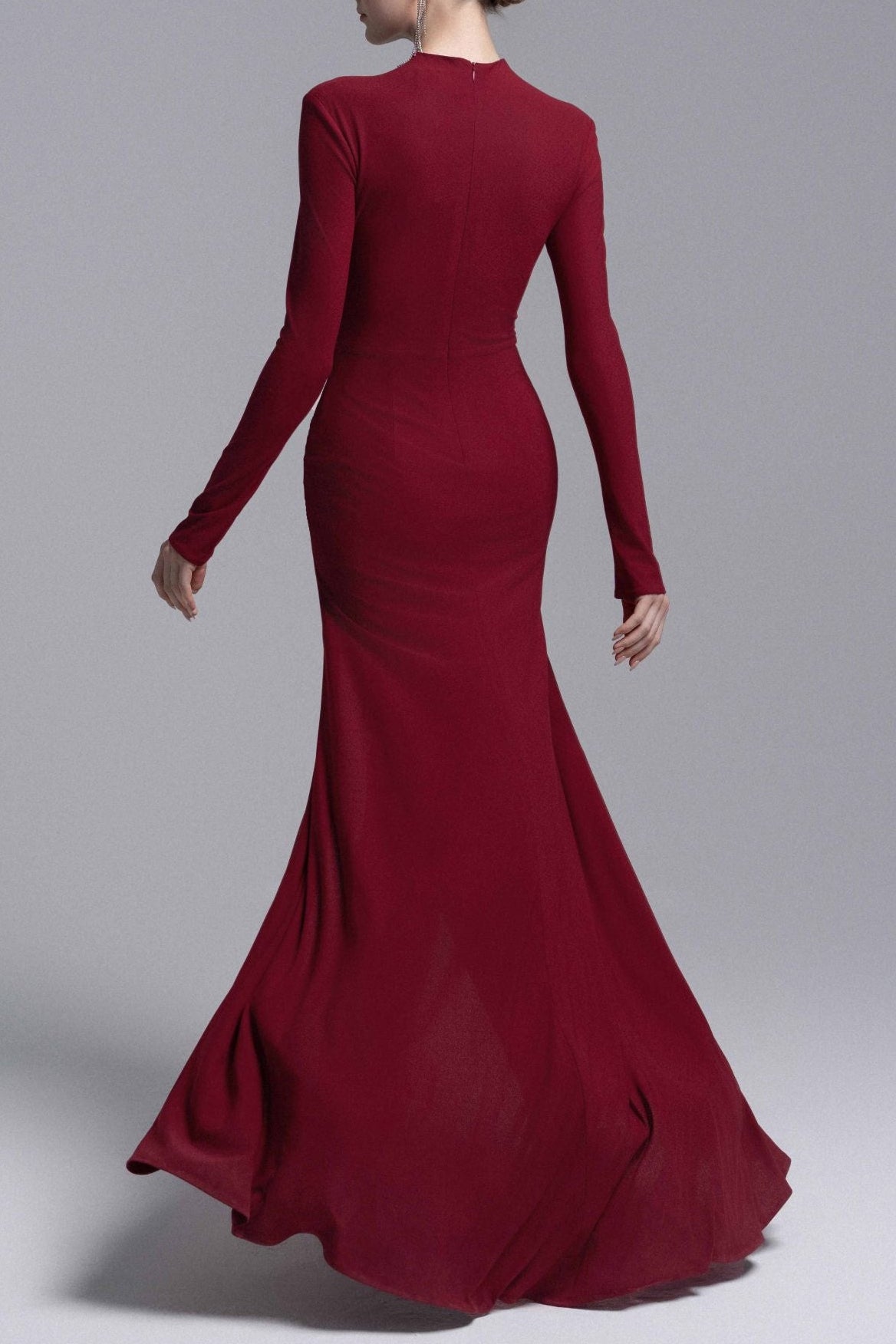 RED ROSE EMBELLISHED SHEATH GOWN, WEDDING GUEST