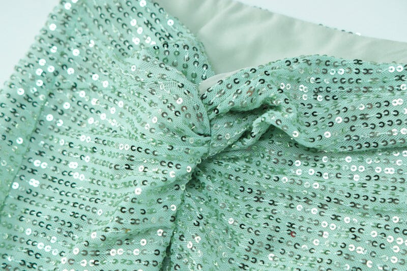 SEQUIN GREEN TWO PIECE SUIT FOR PARTY