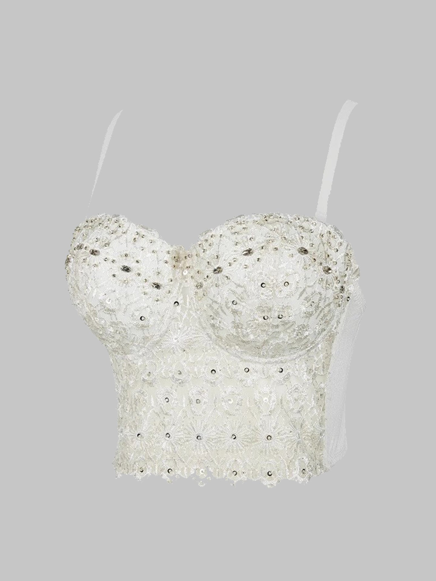 SKIN TONE EMBROIDERED RHINESTONE BONING CORSET