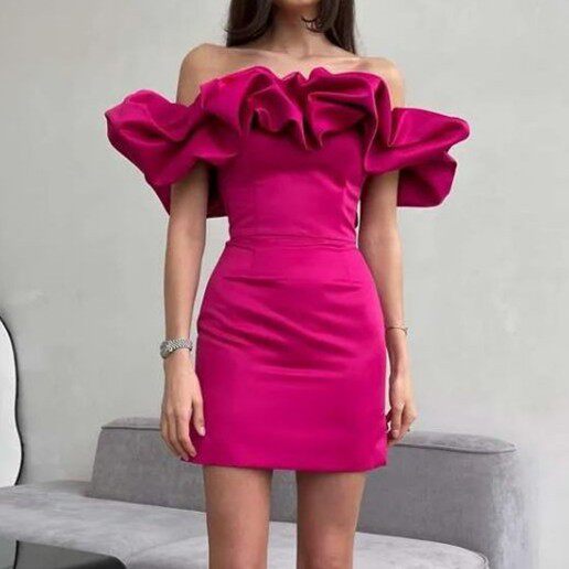 DOLORES RUFFLE STRAPLESS MINI DRESS PURPLE PARTY