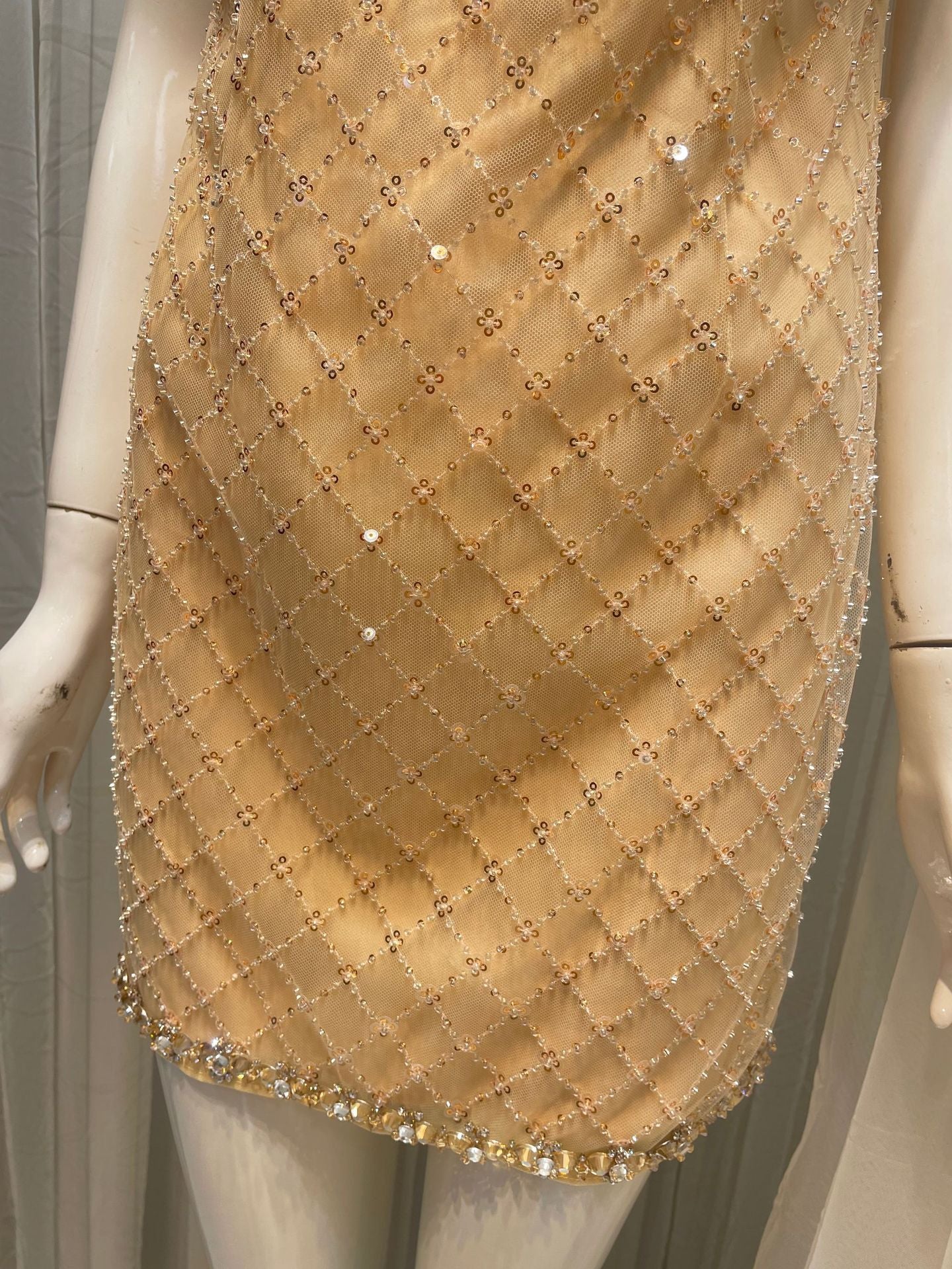 MONA SEQUIN RHINESTONE MINI DRESS YELLOW