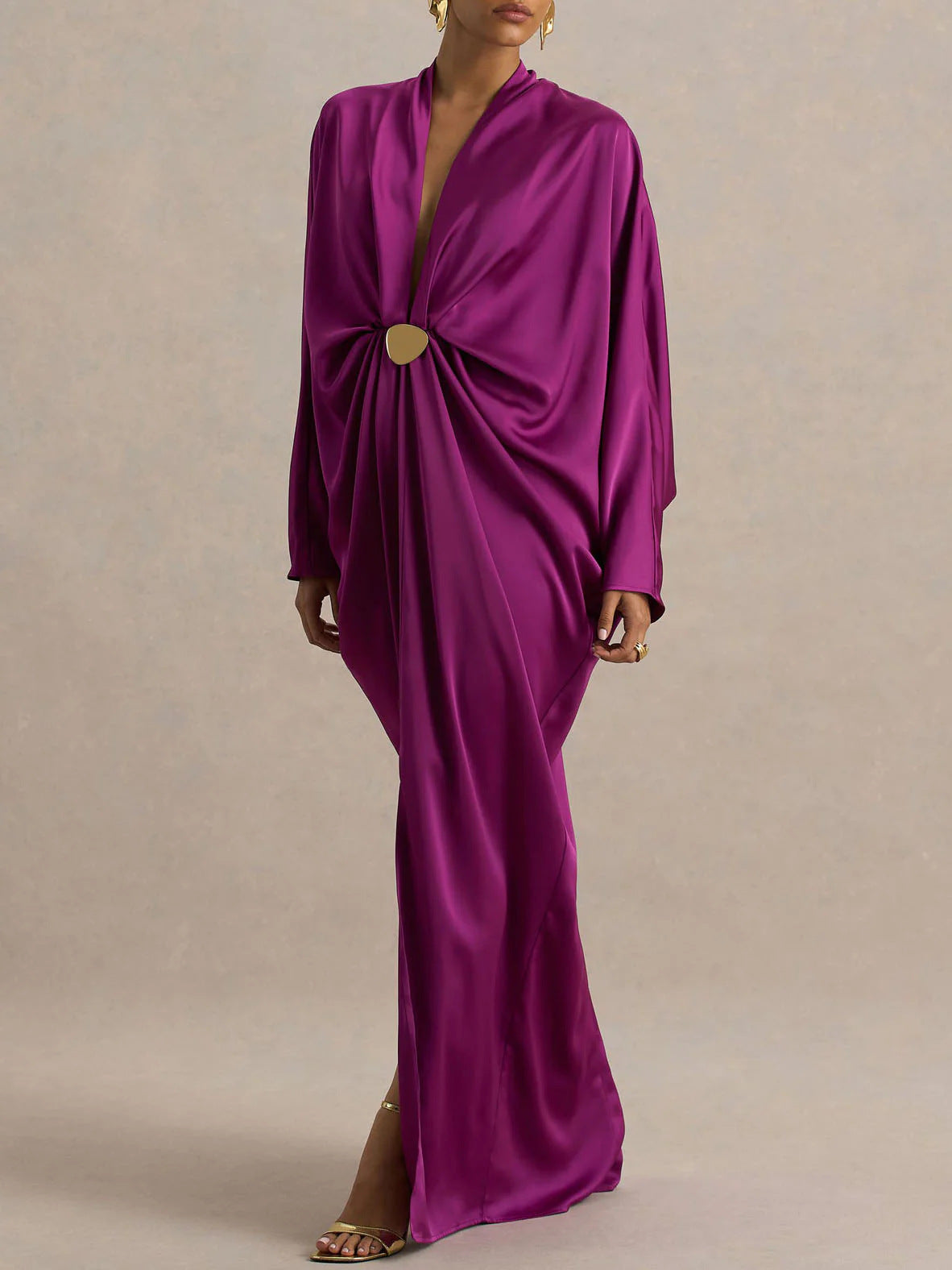 SATIN BATWING MAXI KAFTAN DRESS FOR PARTIES