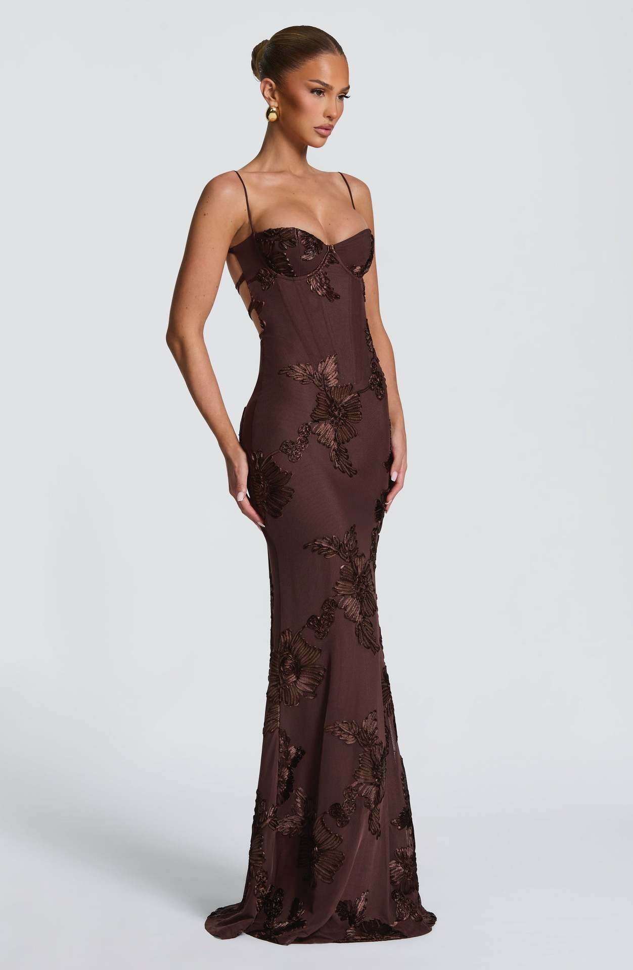 NEFERTITI BROWN MAXI DRESS - BOHEMIAN PARTY STYLE