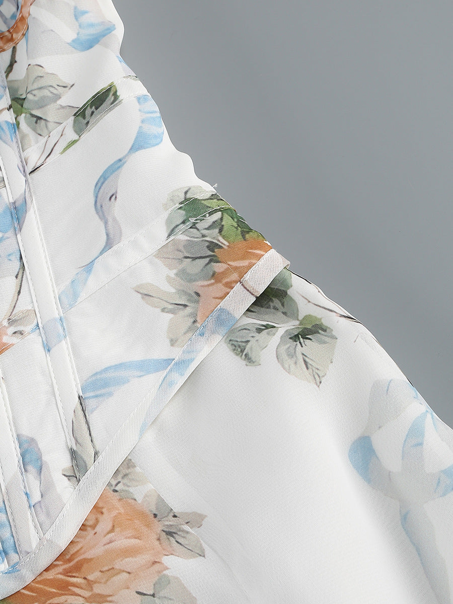 PHOENIX WHITE FLORAL CORSET MAXI DRESS