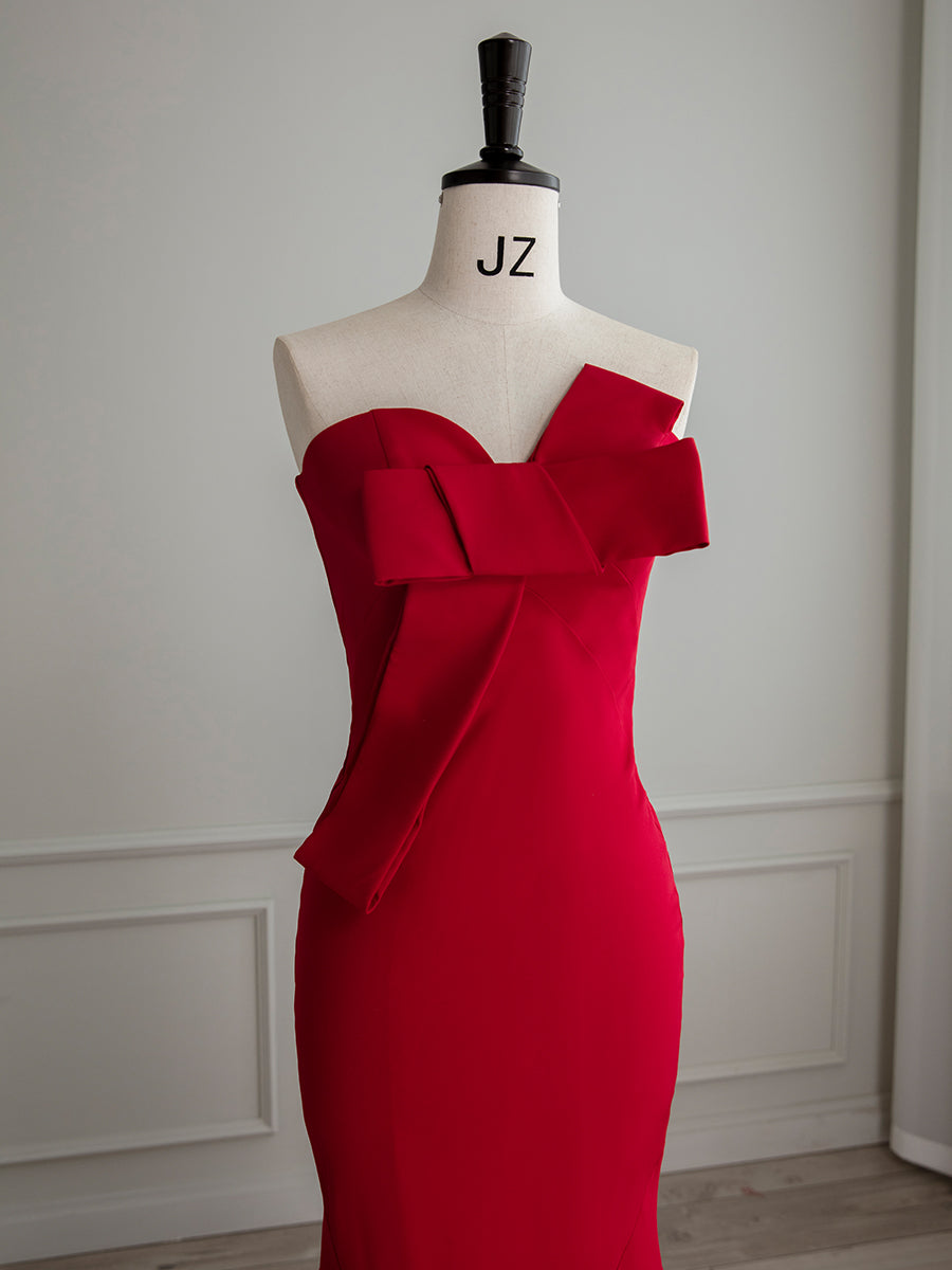 BURGUNDY MERMAID MAXI DRESS FOR WEDDING GUEST