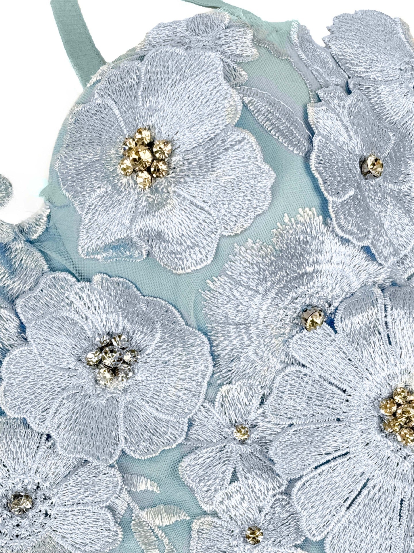 3D FLOWER BLUE DIAMOND CORSET, EVENING SILHOUETTE
