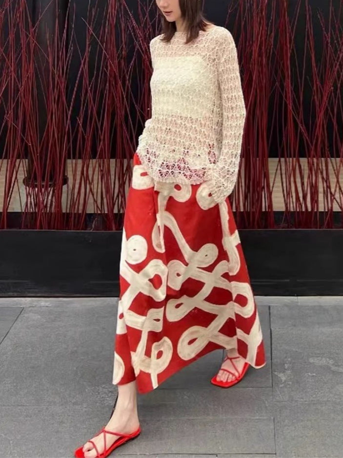O1CN01u4mhmI1D5cP3WcrQ9__2219627340165-0-cib RED A-LINE PAINTED SKIRT FOR PARTIES