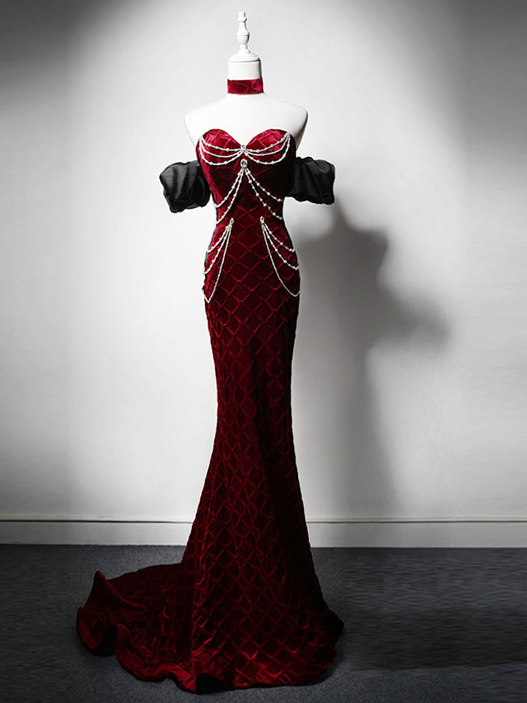O1CN01u82O1S26ip0yQql0m__1101597696 BURGUNDY VELVET MERMAID PROM DRESS