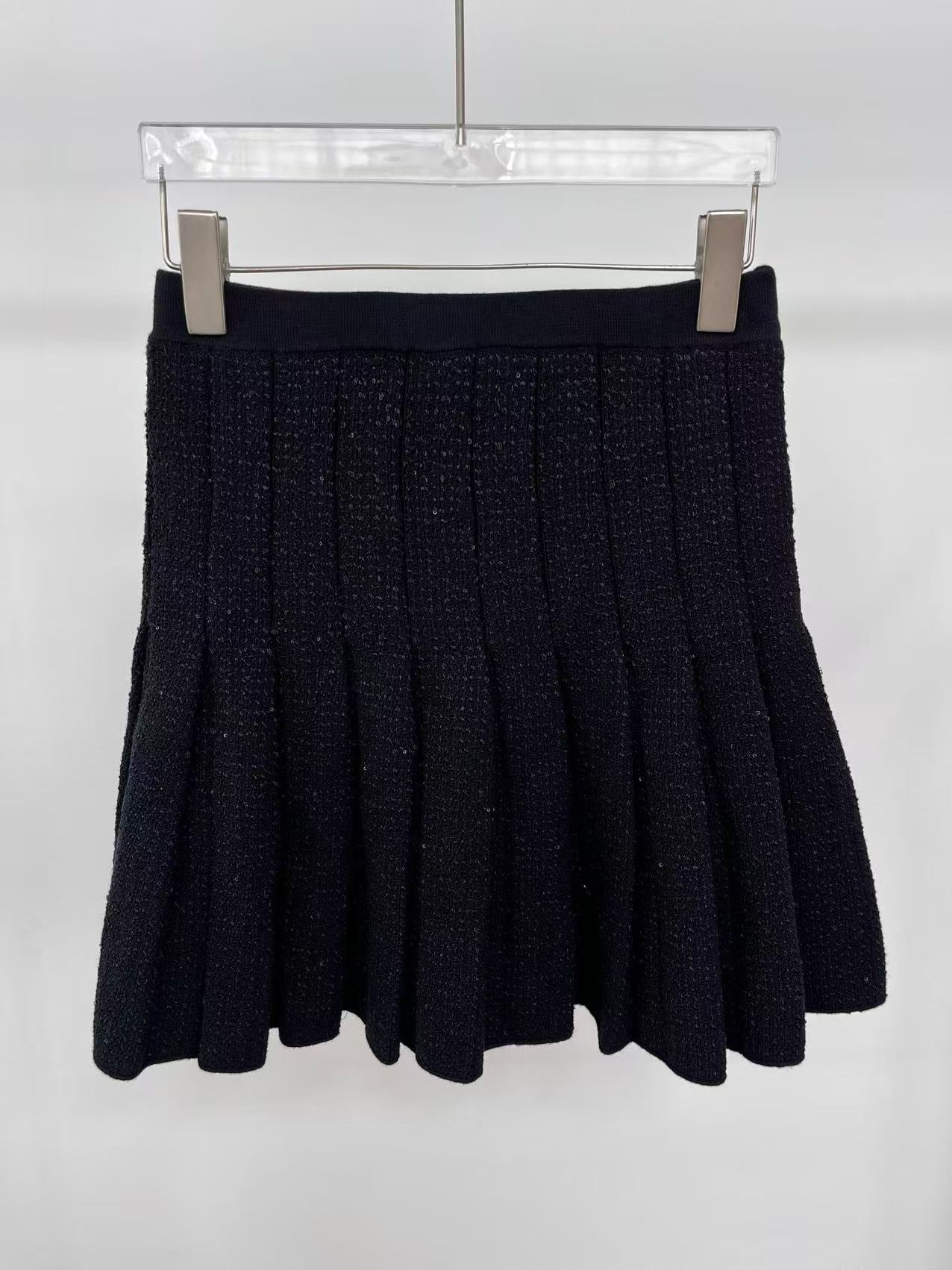 JODY BLACK TWEED PLEATED SKIRT FOR WORK