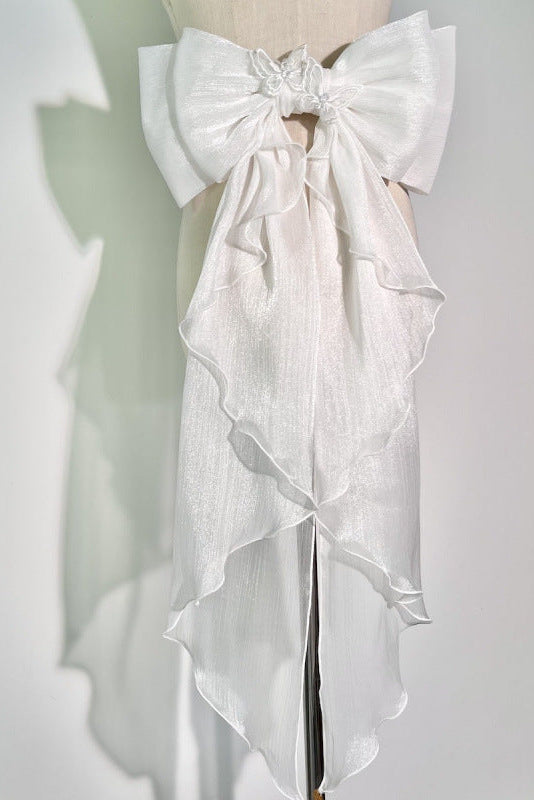 O1CN01uP4Pzg266oLSbJOTv__2220896837613-0-cib WHITE SHIMMER ORGANZA BOW BRIDAL WAIST SASH
