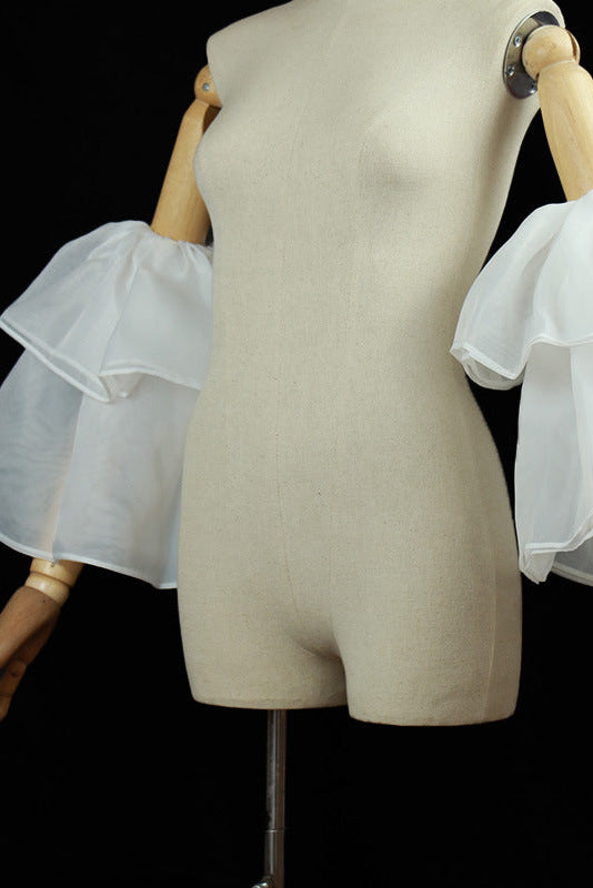 O1CN01uXNZ3V1lyIdBpYi0h__2219585364887-0-cib WHITE ORGANZA BELL CUFF SLEEVES DETACHABLE RUFFLE WEDDING
