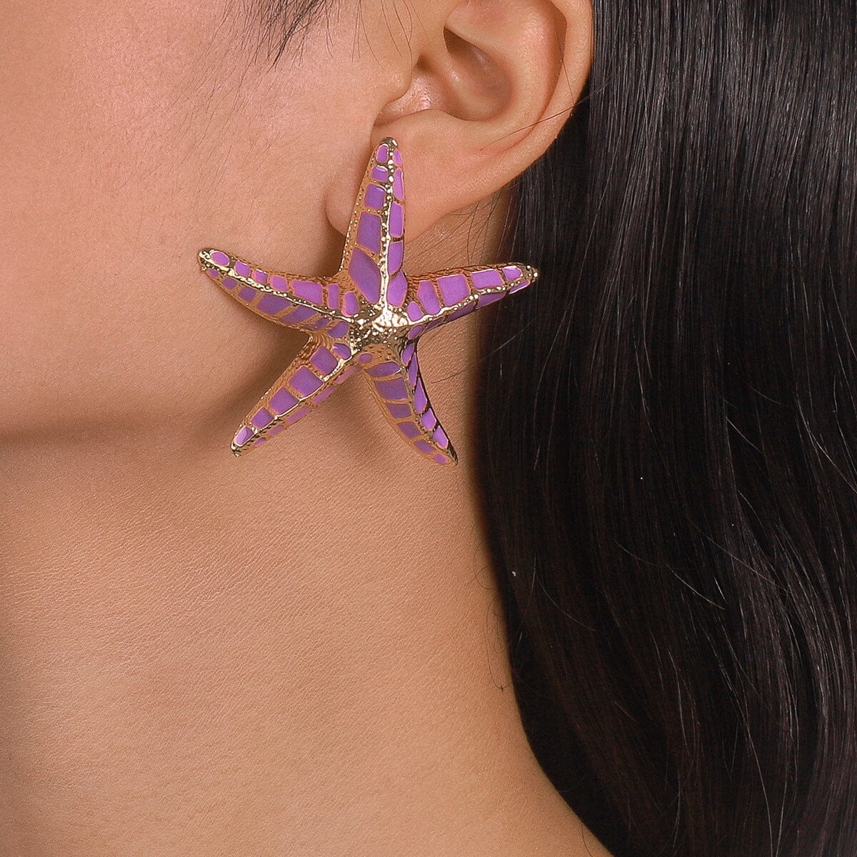 PURPLE STARFISH EARRINGS - BEACH JEWELRY