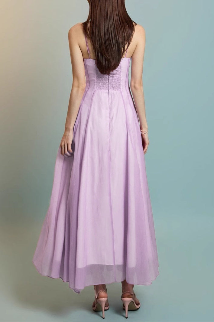 PURPLE CHIFFON WRAP MAXI DRESS FOR EVENING