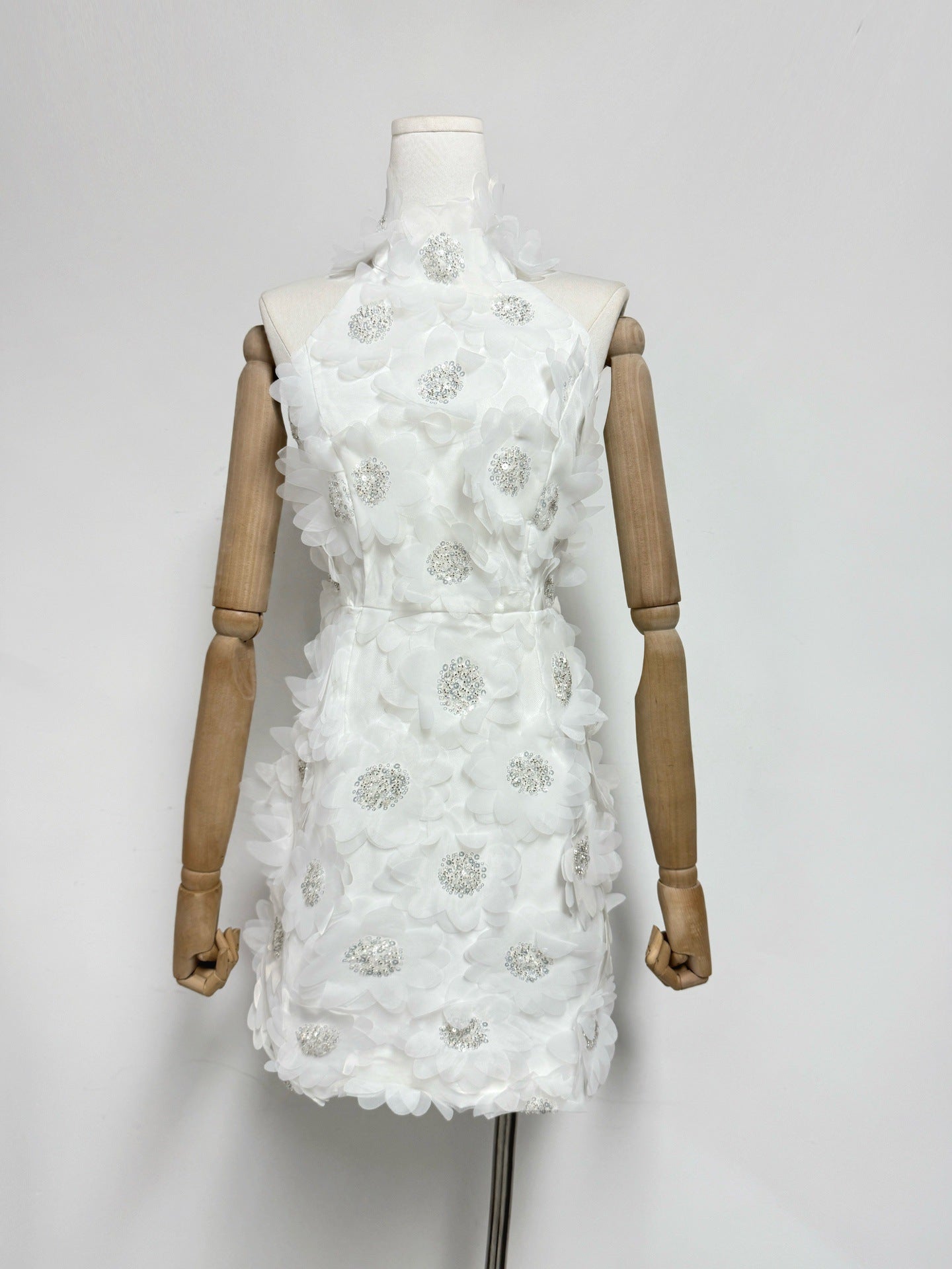 WHITE CHERRY BLOSSOM MINI DRESS FOR PARTY