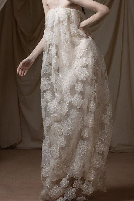 FLORAL APPLIQUÉ STRAPLESS MAXI DRESS, SUMMER WEDDING GUEST