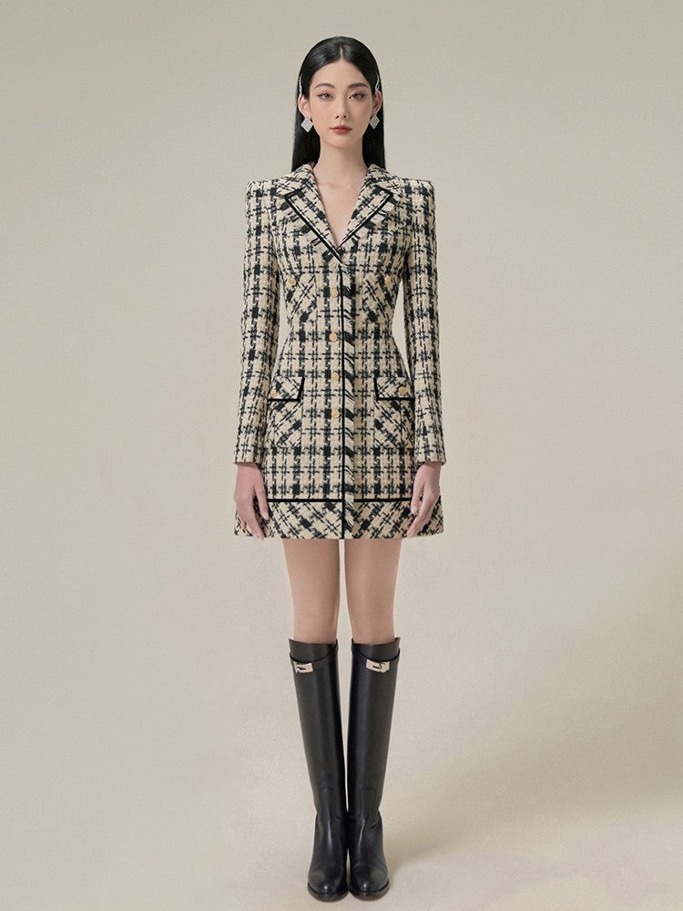 OPHELIA HOUNDSTOOTH TWEED MINI DRESS COCKTAIL