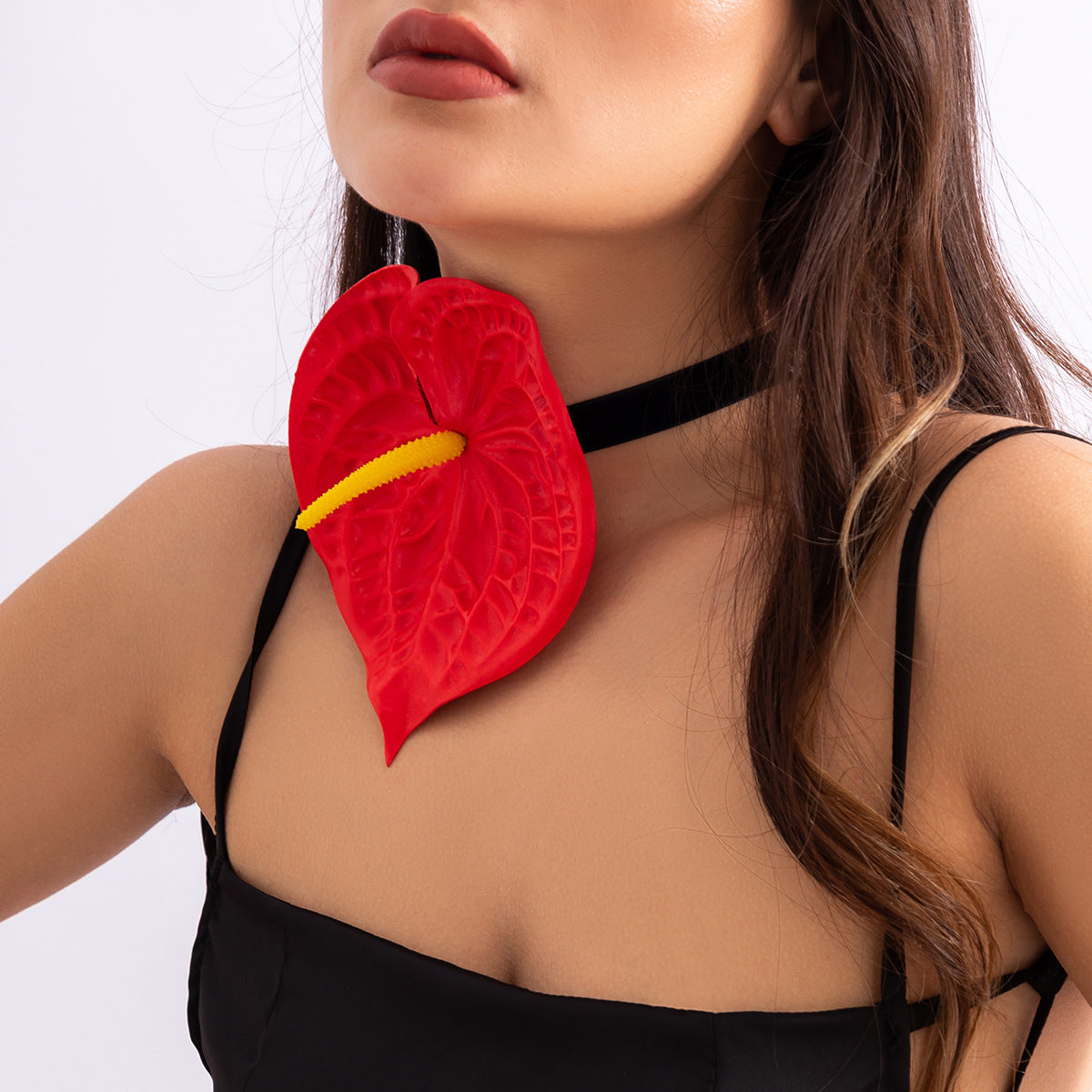 RED VELVET FLOWER CHOKER, FORMAL PARTY