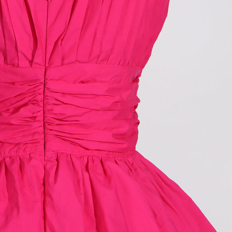PLUNGE V-NECK RUFFLE TIERED SLIT GOWN PINK