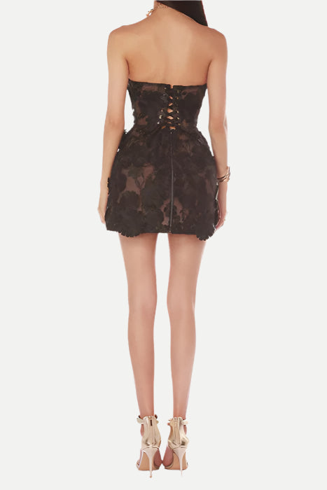 JESSICA BLACK FLORAL MINI DRESS FOR PARTIES
