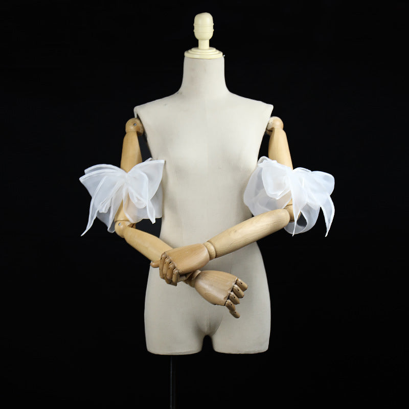 ORGANZA BOW CUFFS, DETACHABLE SHORT SLEEVE, FORMAL