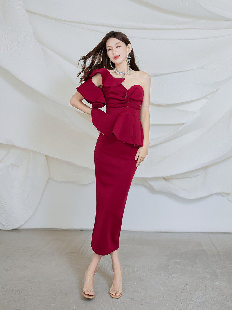 DOLORES STRAPLESS RUFFLE MAXI DRESS SET