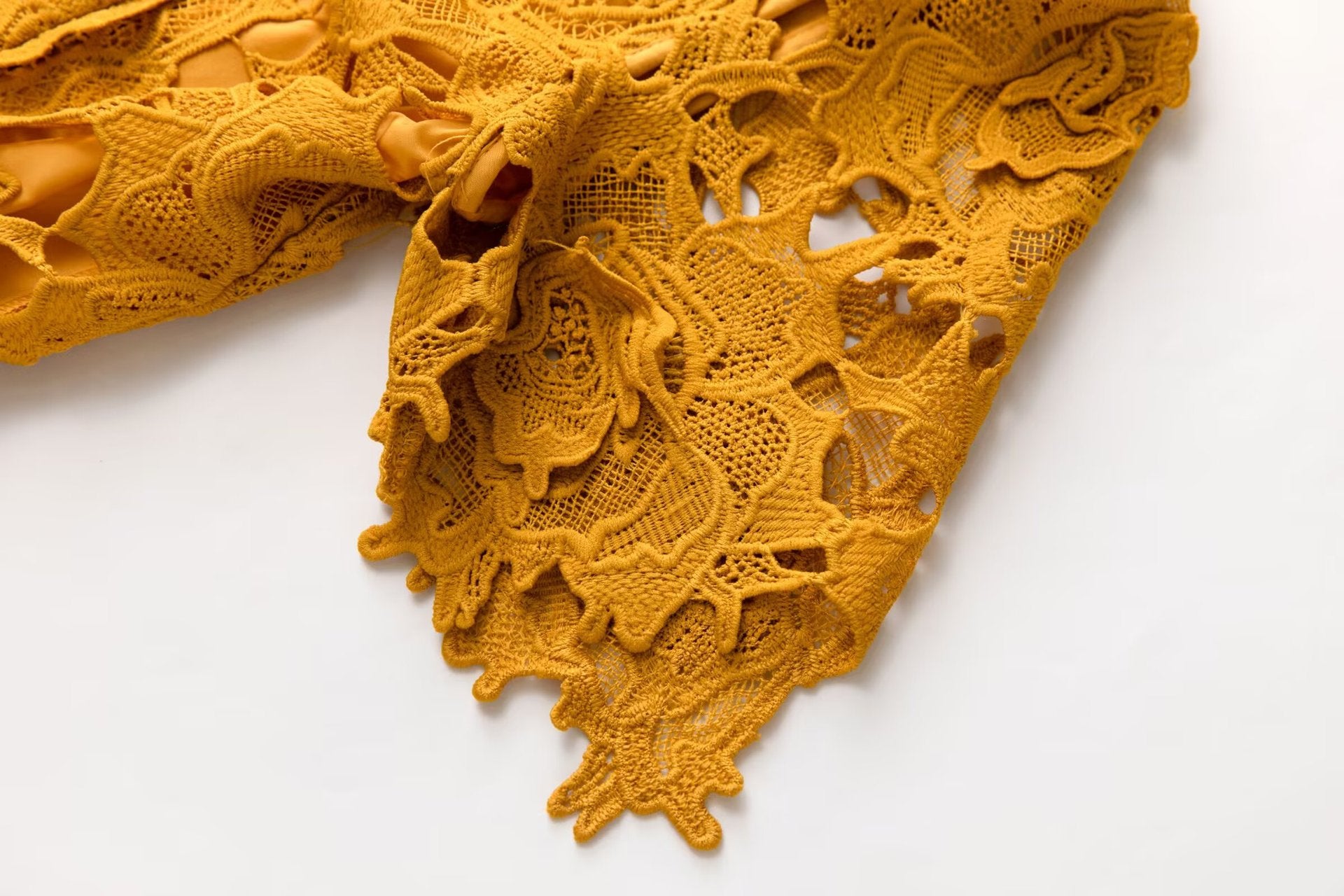 ORANGE BEADED CROCHET MINI DRESS, HOLLOW PARTY
