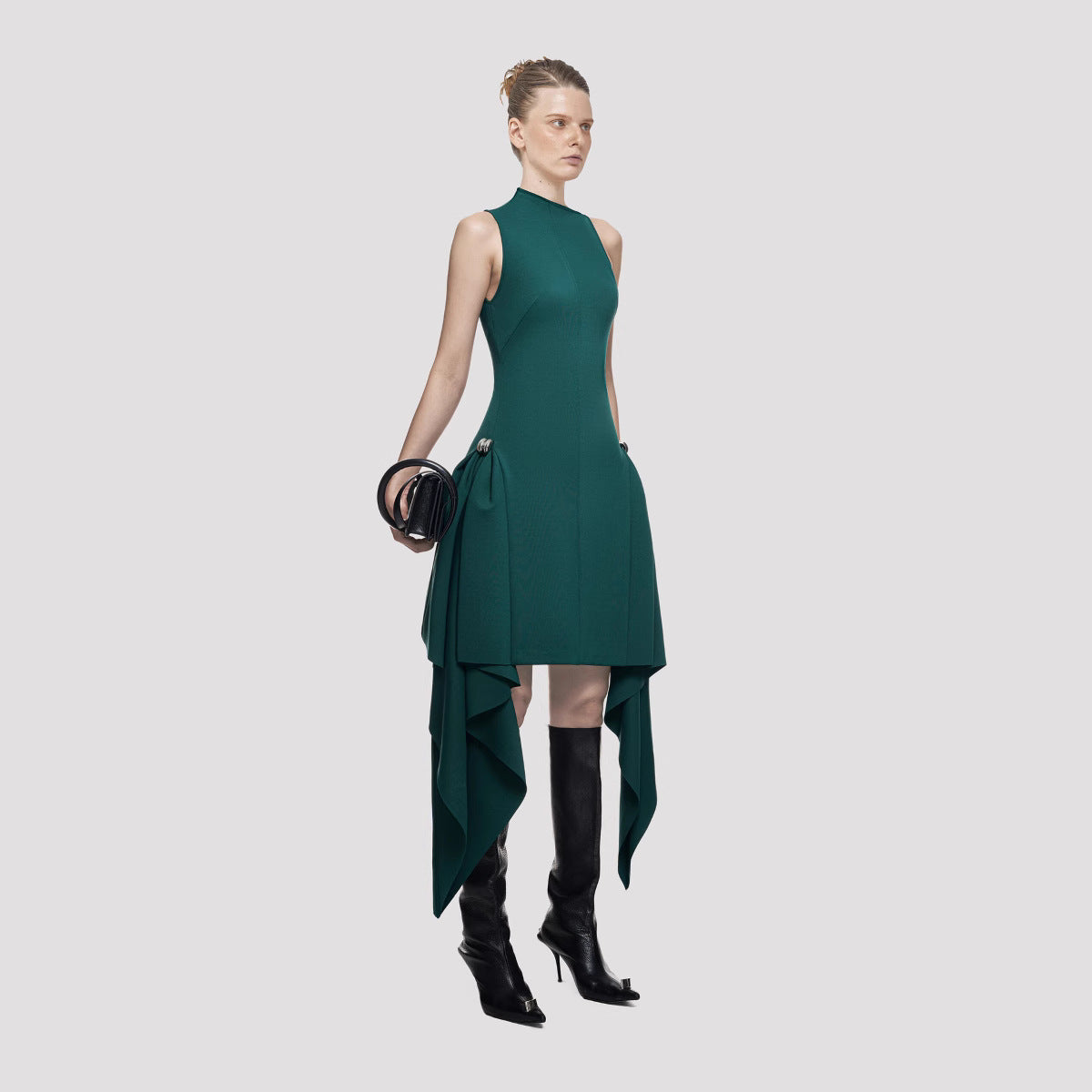 AMATO FRINGE MINI DRESS, SLEEVELESS, PARTY GREEN