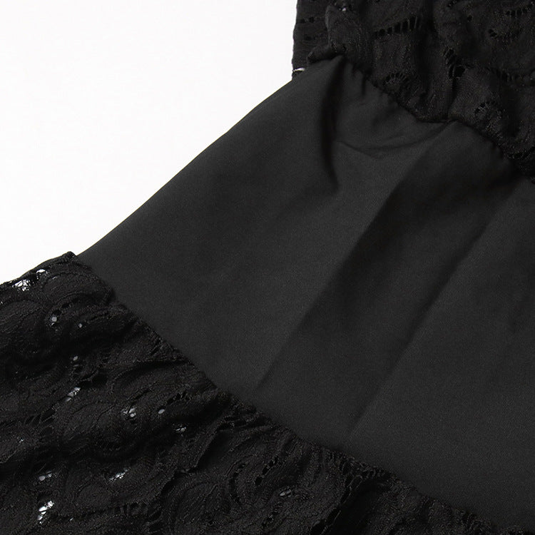 VANESSA BLACK LACE MINI DRESS, LONG SLEEVE