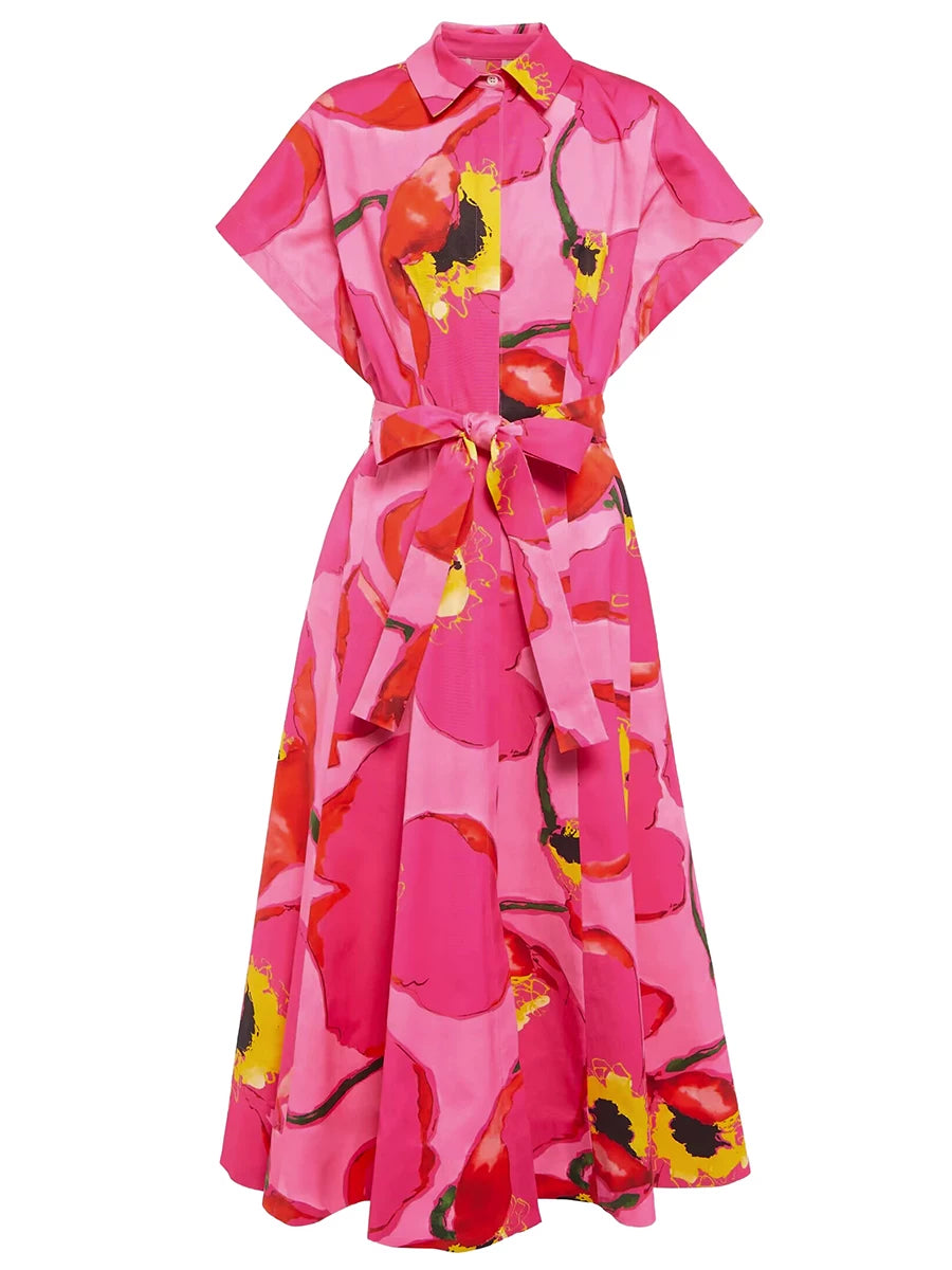 SATIN PINK MIDI DRESS FOR WEDDING GUEST