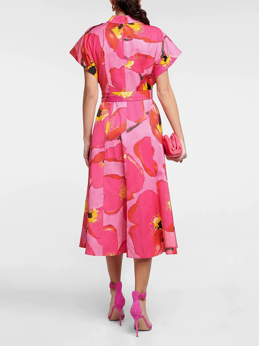 SATIN PINK MIDI DRESS FOR WEDDING GUEST