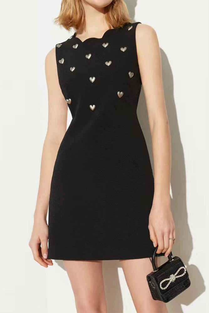 O1CN01wfS1NT1qinNYyT9OJ__2222067565530-0-cib SCALLOPED NECK HEART STUD SLEEVELESS BLACK MINI DRESS