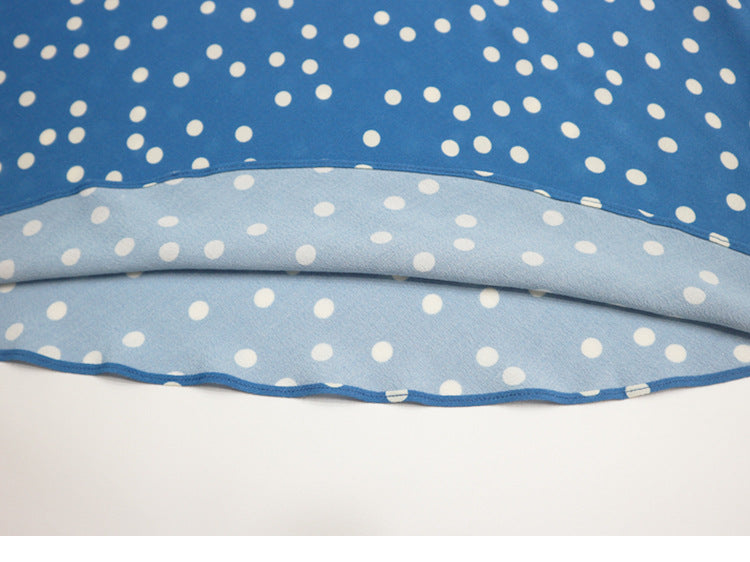POLKA DOT LACE V-NECK MAXI DRESS IN BLUE