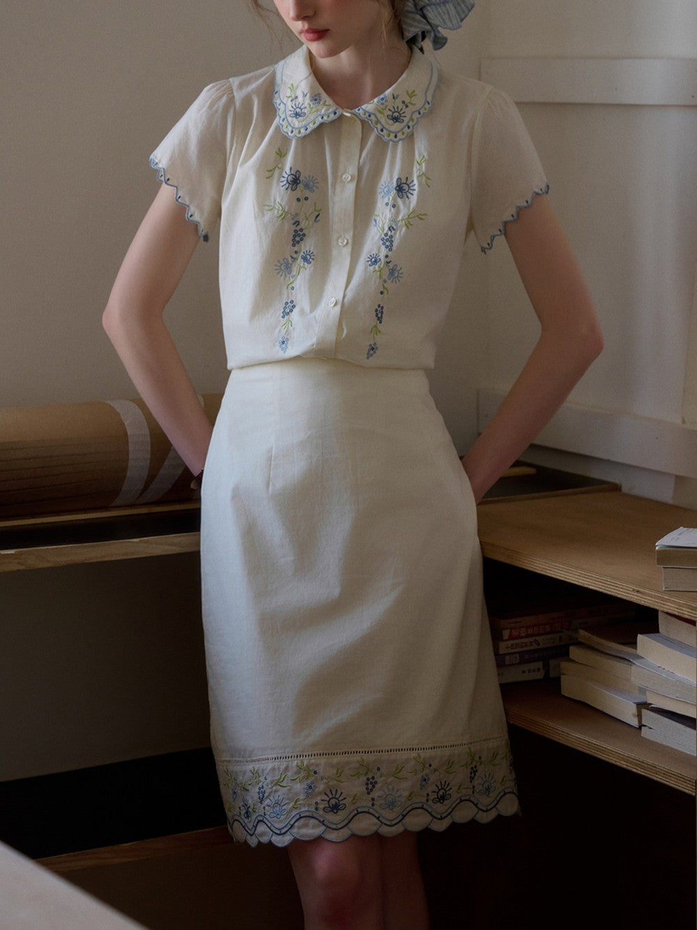 O1CN01wvZMTv1hpMWHfNbkT__2209989494326-0-cib COTTON DOLL COLLAR EMBROIDERY SKIRT SET