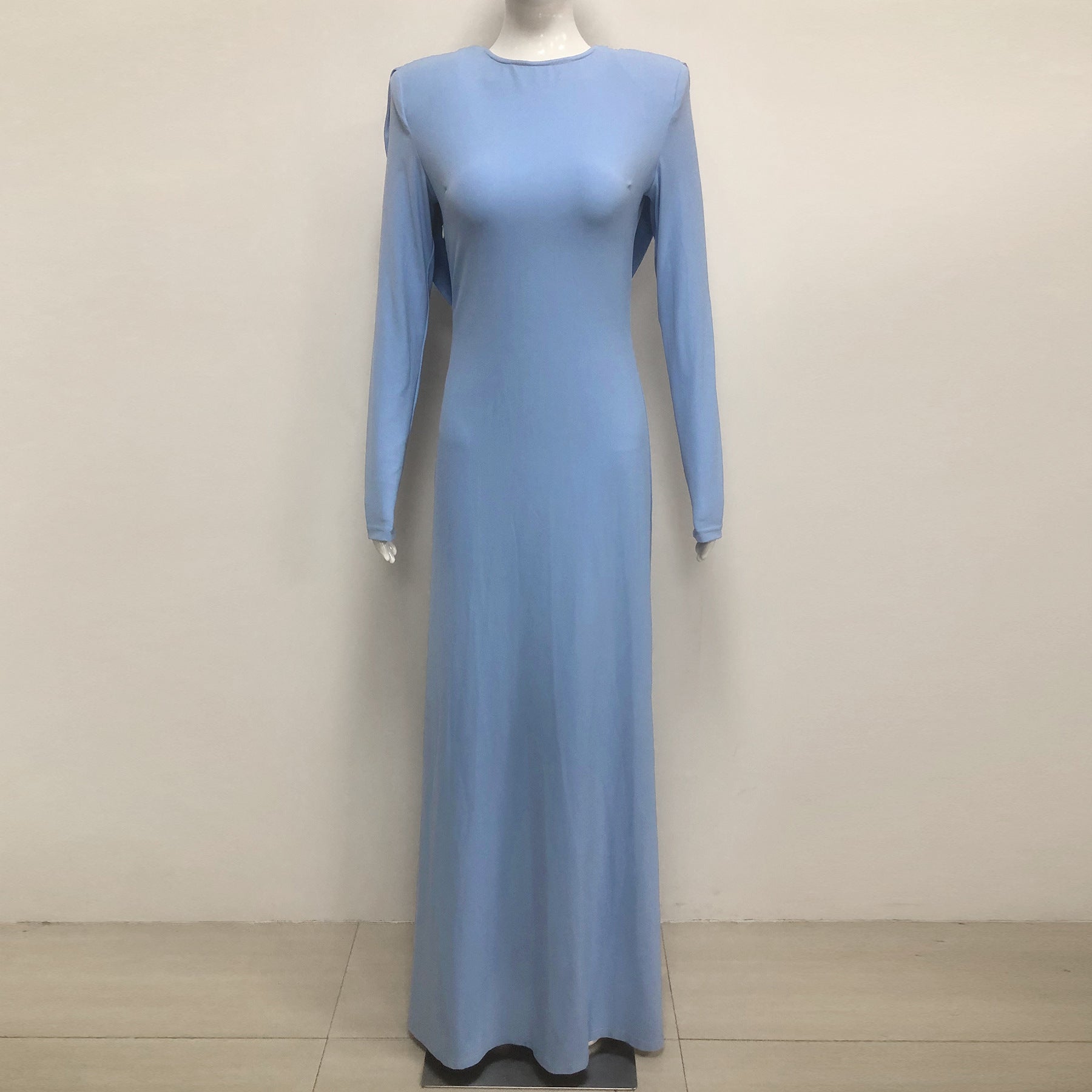 VICKY KNIT BACKLESS BODYCON MAXI DRESS BLUE