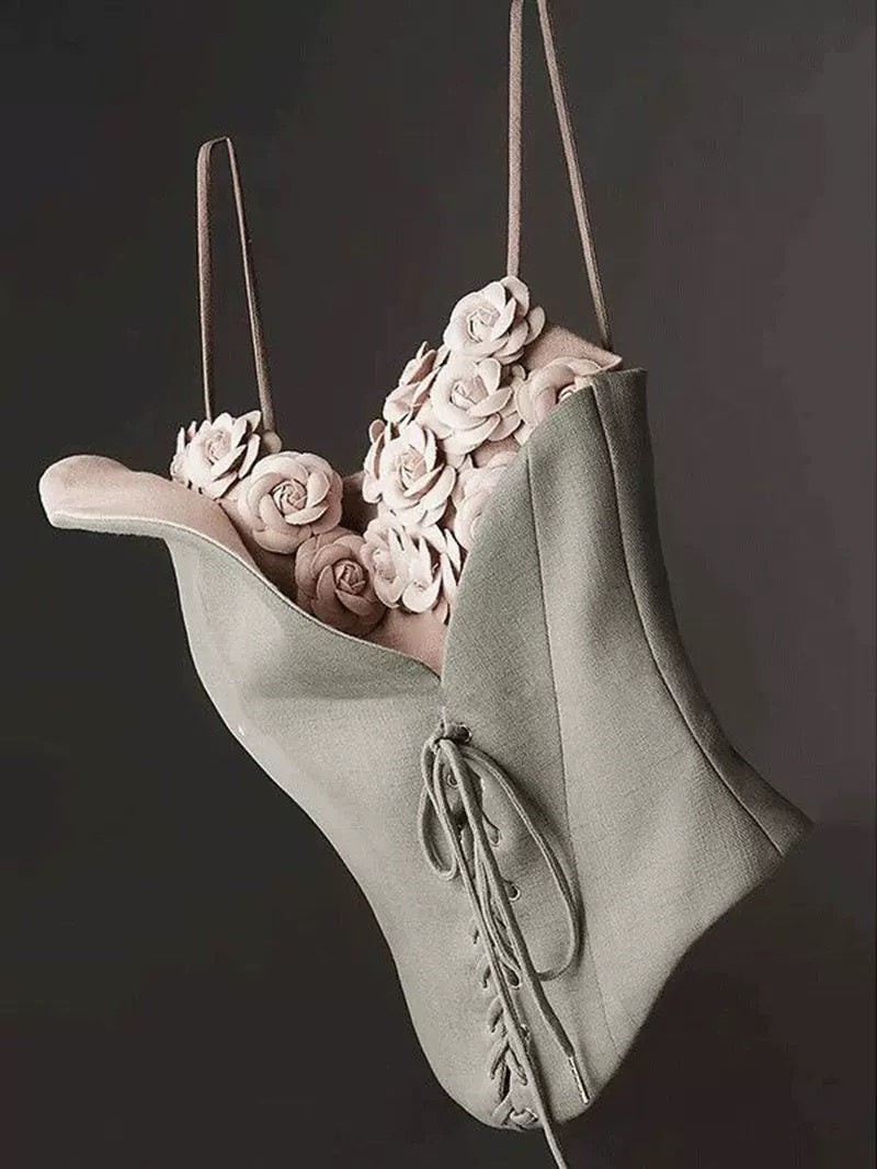 EMILY BLUE MINT CAMELLIA CORSET TOP