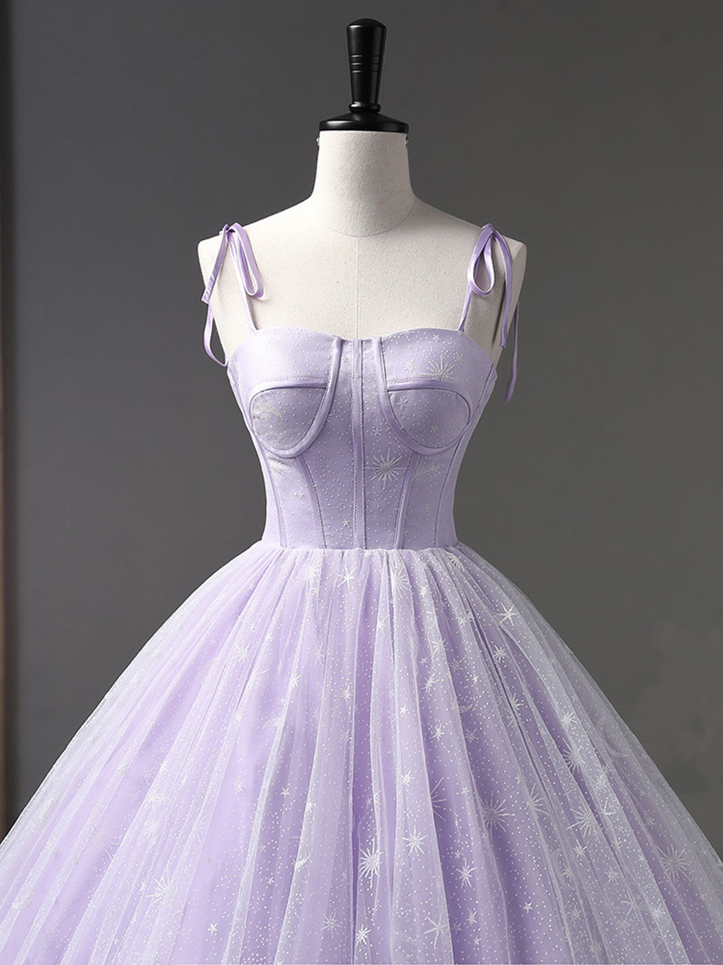 A-LINE TULLE PURPLE PROM GOWN