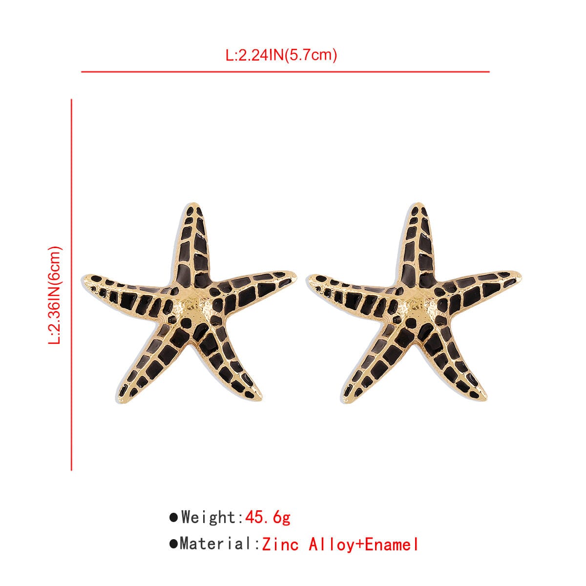 BLACK STARFISH EARRINGS, CASUAL BEACH JEWELRY