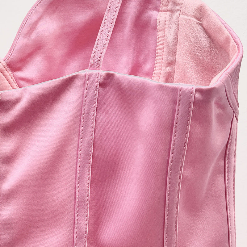 SATIN MINI DRESS, PINK, ACETATE-BLEND FOR COCKTAIL PARTY