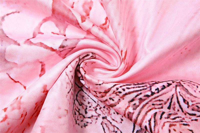 PRINTED STRAPLESS BACKLESS SHEATH MAXI DRESS