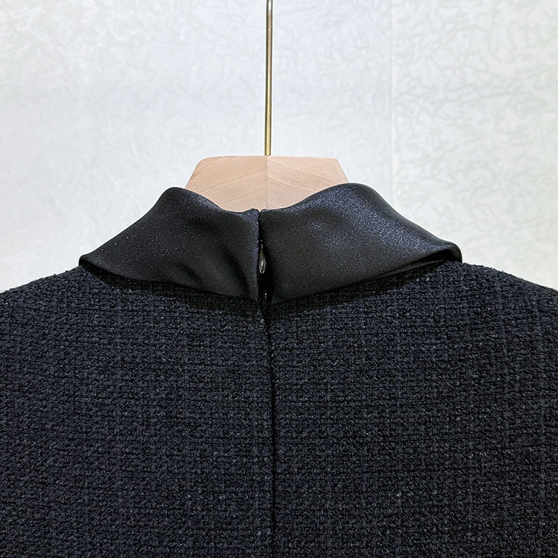 TABITHA BOUCLE TWEED MINI DRESS IN BLACK