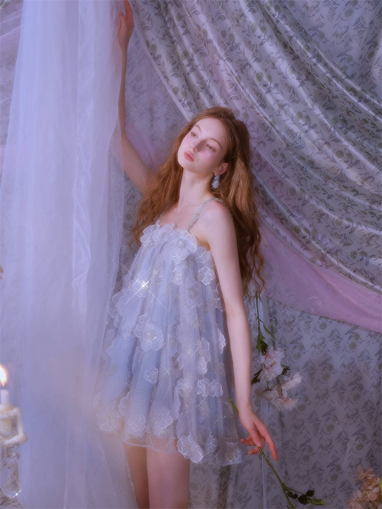 TUTU LIGHT BLUE SLEEVELESS FLOWER DOLL DRESS