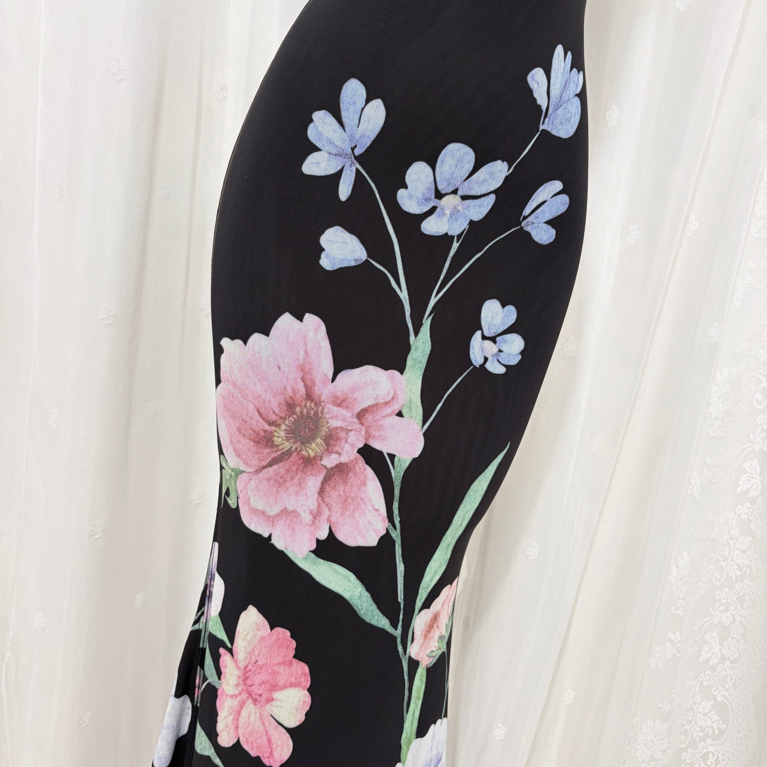 BLACK FLORAL STRAPLESS MERMAID MAXI DRESS